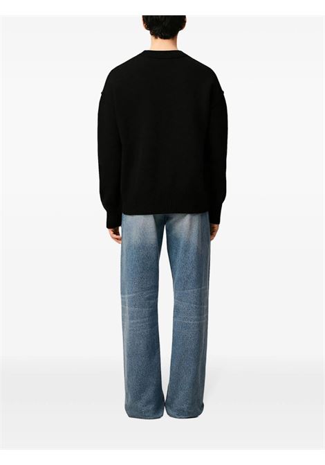 adc crewneck sweater man oblack AMI PARIS | UKS838.018009